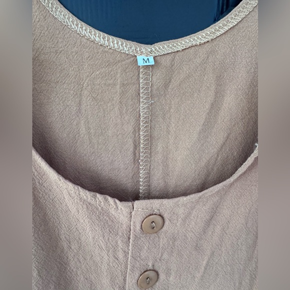 Yeokou Women's Cotton Linen Overall Romper Adjustable Tie Straps w/Pockets NWOT - Picture 5 of 6